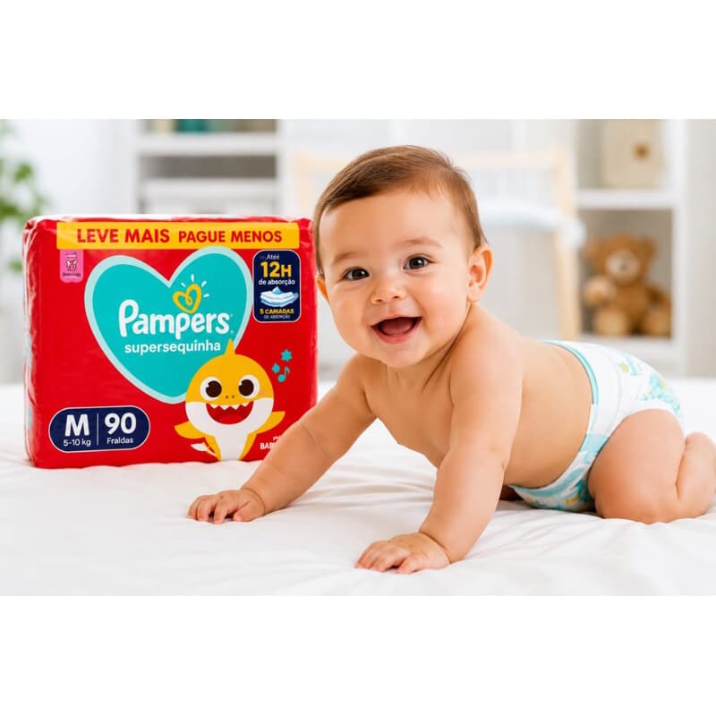 Pampers Supersec Fralda Descartável - Conforto e Secagem Noturna para Bebês