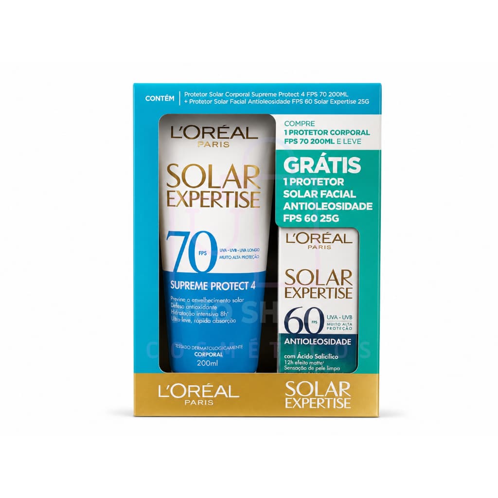 Kit Protetor Solar L'Oréal Expertise Corporal Supreme Protect 4 FPS 70 200ml + Facial Antioleosidade FPS 60 25g