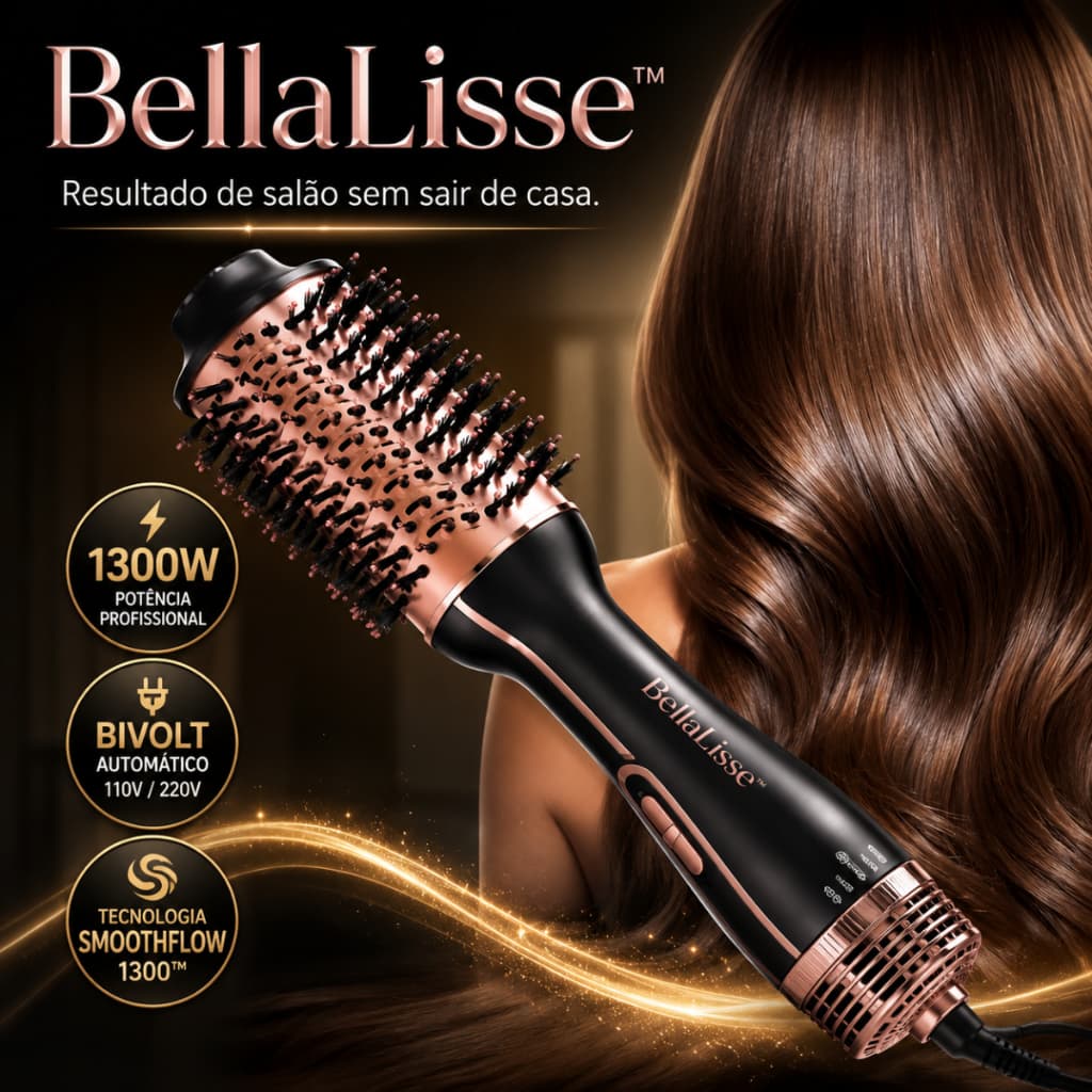 Escova Secadora Modeladora 1300W Bivolt Anti Frizz Alisadora Profissional para Todos os Tipos de Cabelo