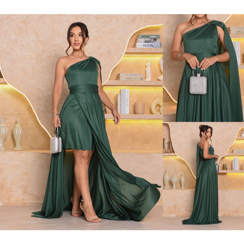 Vestido Feminino Longo com Capa Festa Casamento Formatura Madrinhas