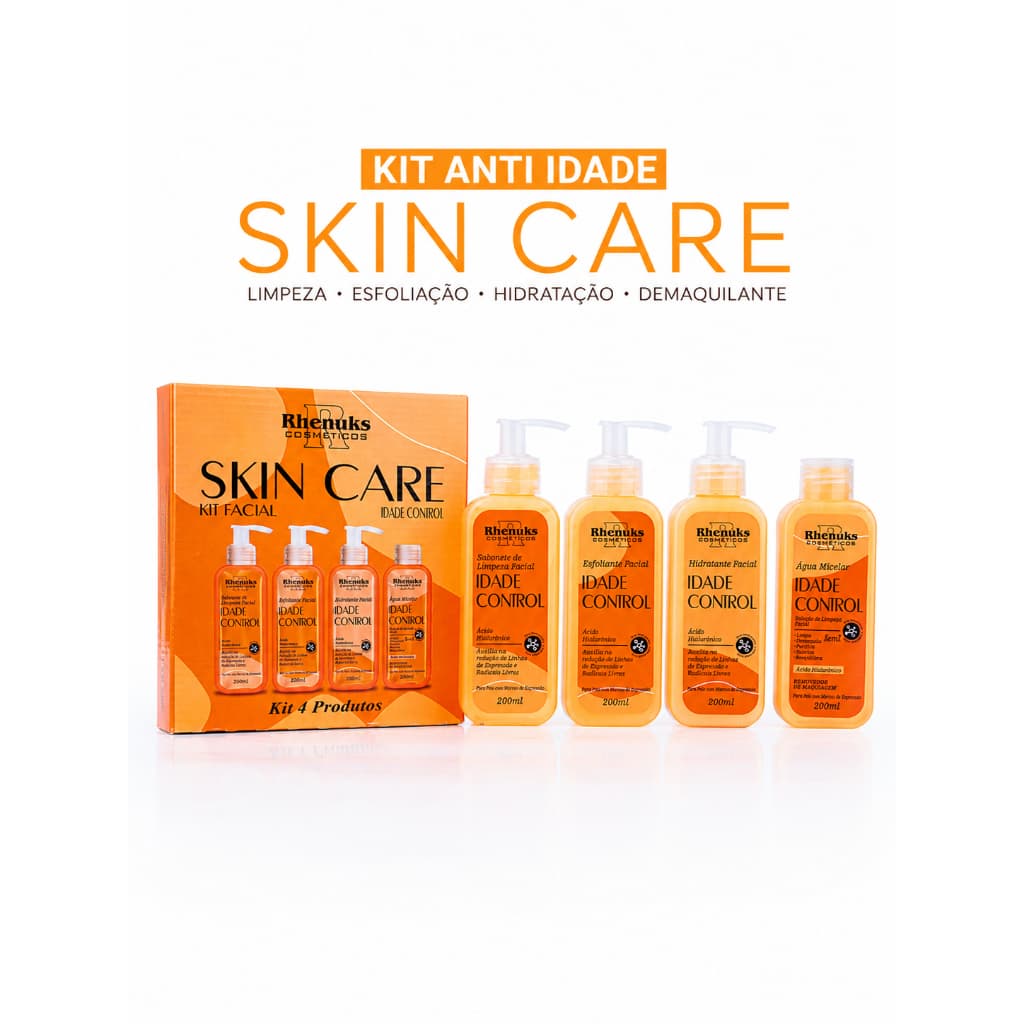 Kit Cuidados Faciais Anti Idade Rhenuks Completo Pele Jovem e Hidratada
