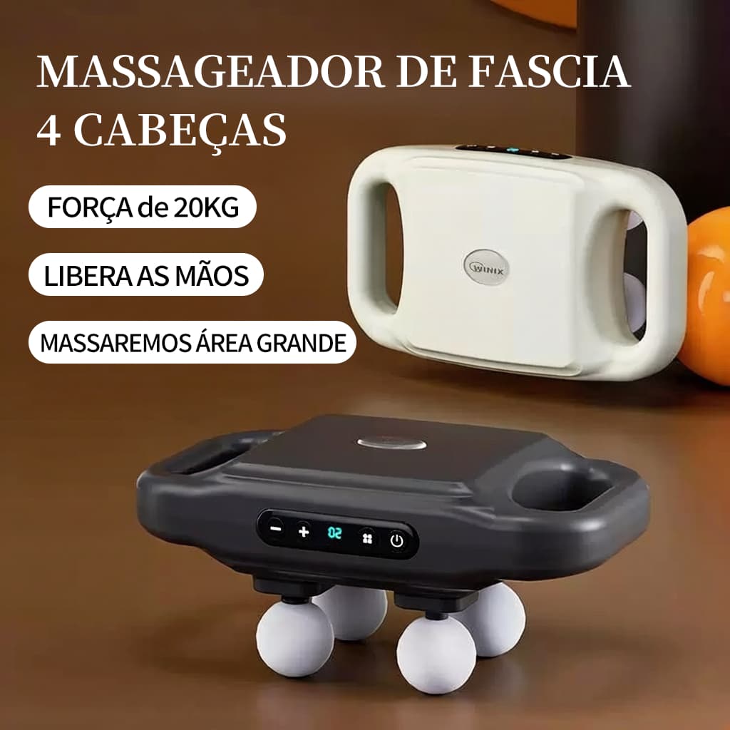 Pistola Massageadora Muscular com 4 Cabeças, Motor Duplo Potente Recarregável para Alívio de Fadiga Muscular