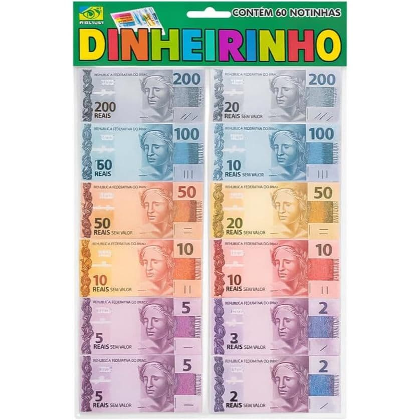 Kit Educativo Dinheirinho Infantil com 60 Notas Coloridas – Brinquedo Educativo para Aprender Dinheiro e Matemática, Mat