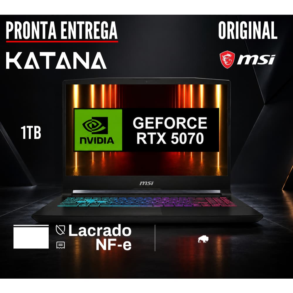 Notebook MSI Katana intel i9-14900HX 32GB DDR5 SSD NVME 1TB RTX5070 165hz Windows 11