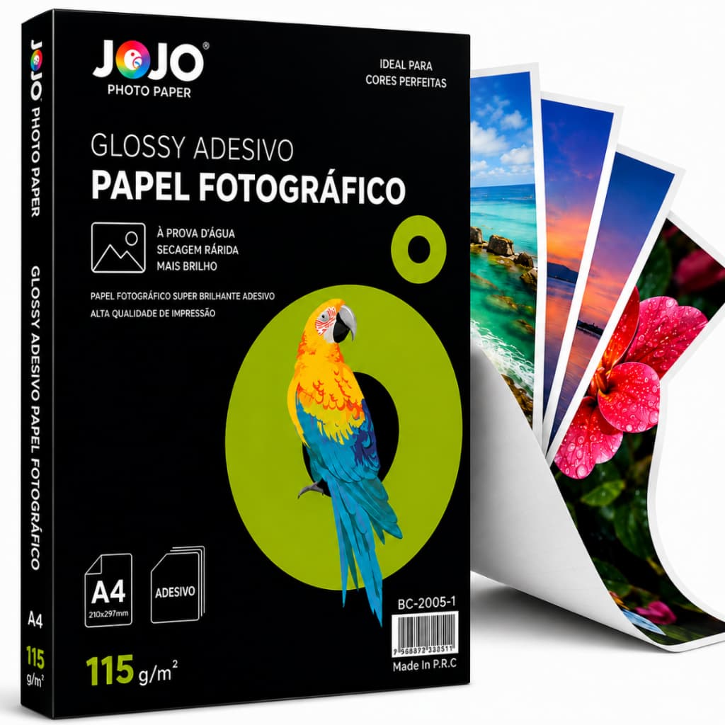Papel Fotográfico Adesivo A4 Glossy 115g 100 folhas