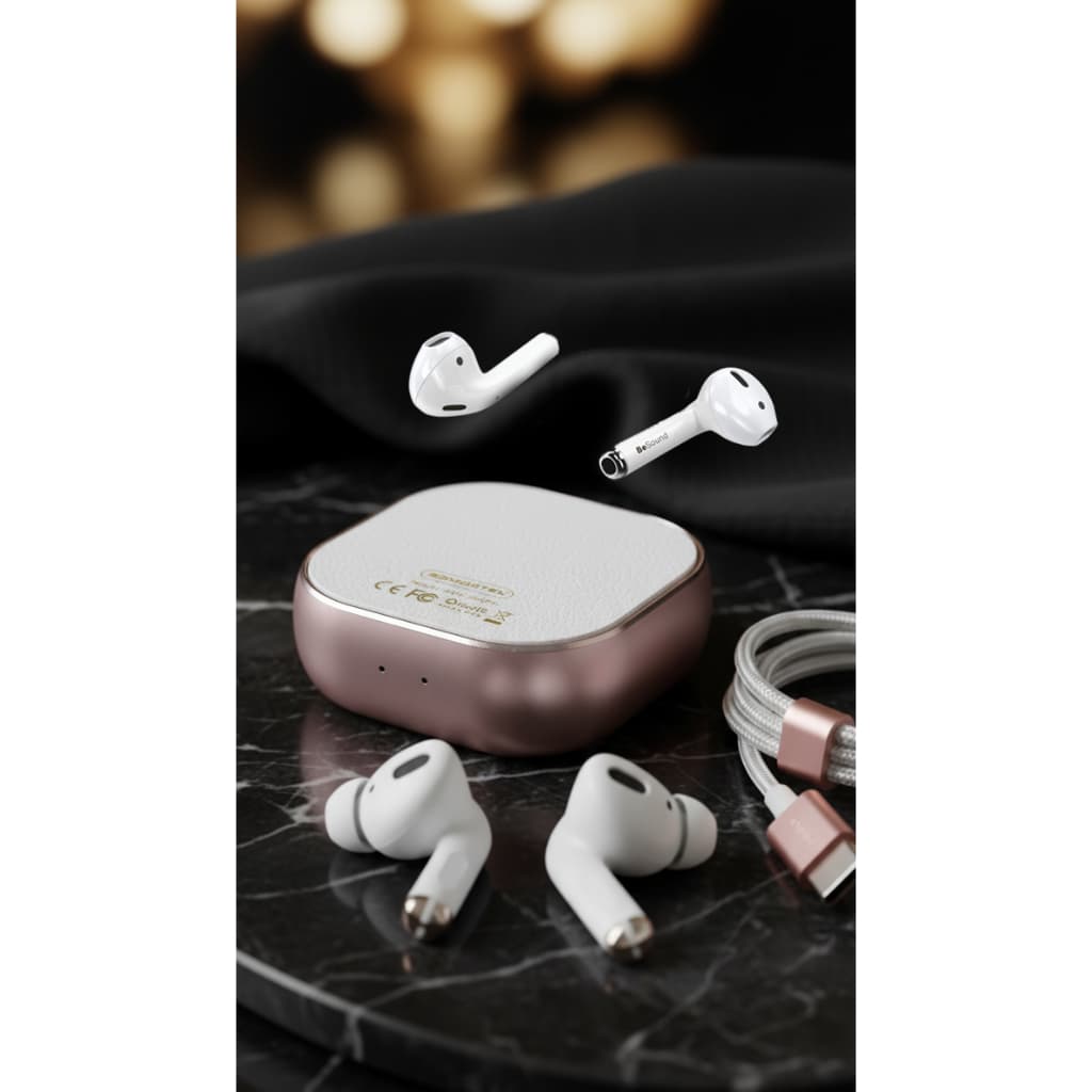 Fone de ouvido bluetooth 5.3, duplo com dois pares de fones incluídos