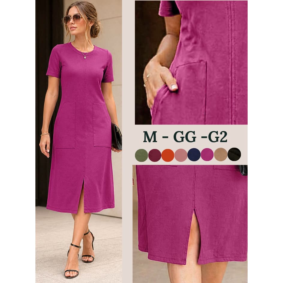 Vestidos feminina casual elegante vestido feminino curto casual moda verão femininas discreta com bolso leve grande