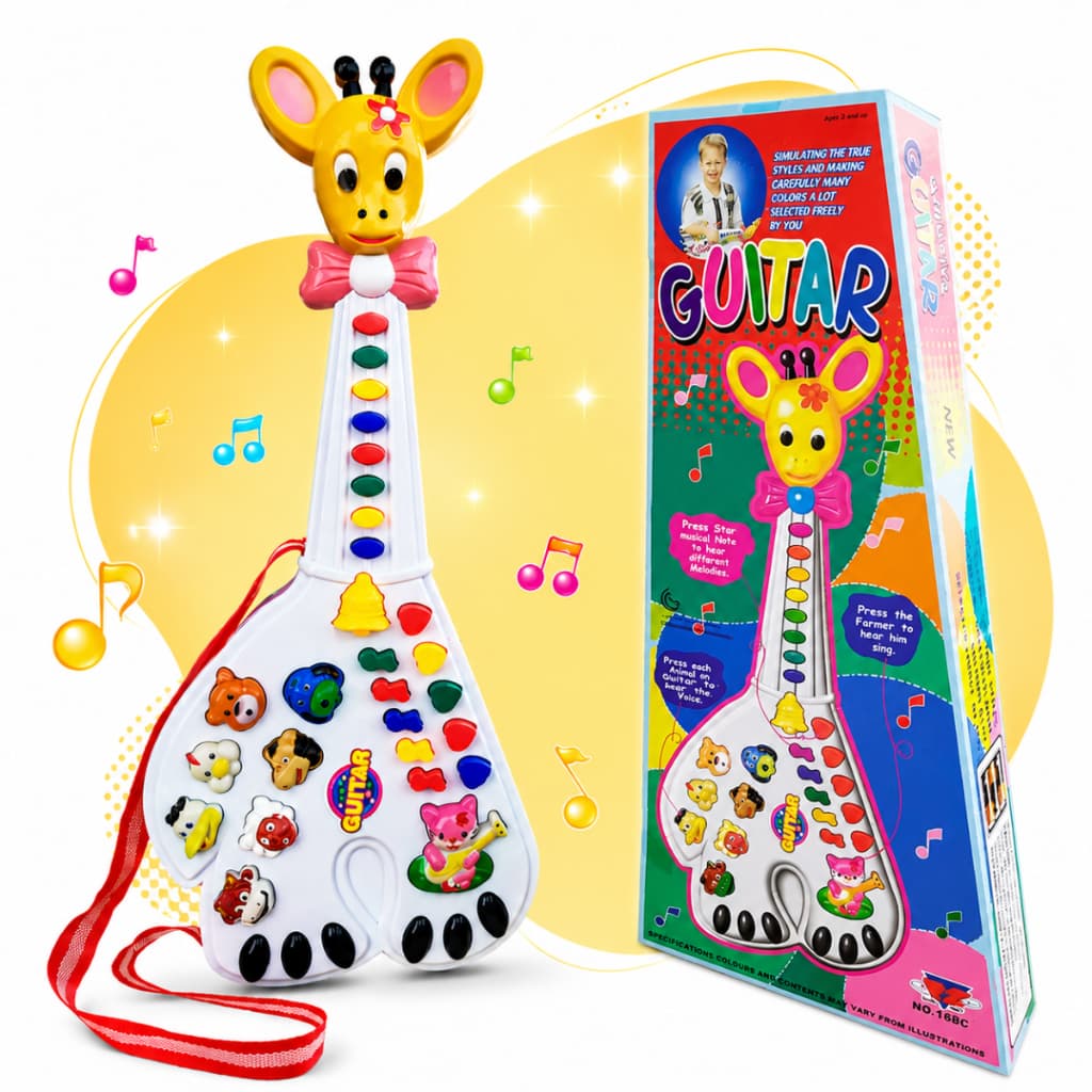 Guitarra Infantil Musical Girafa Com Som Luzes Melodias Brinquedo Educativo para crianças