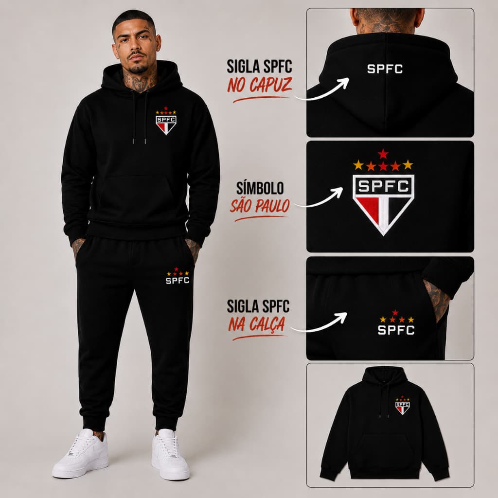 Conjunto Kit Moletom Blusa de Frio + Calça Abrigo Unissex Masculino Feminino Time Futebol