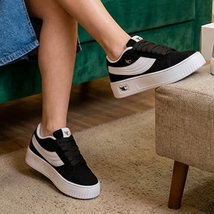 Tenis Feminino Cab.Calçados Confortável Pretinho Básico
