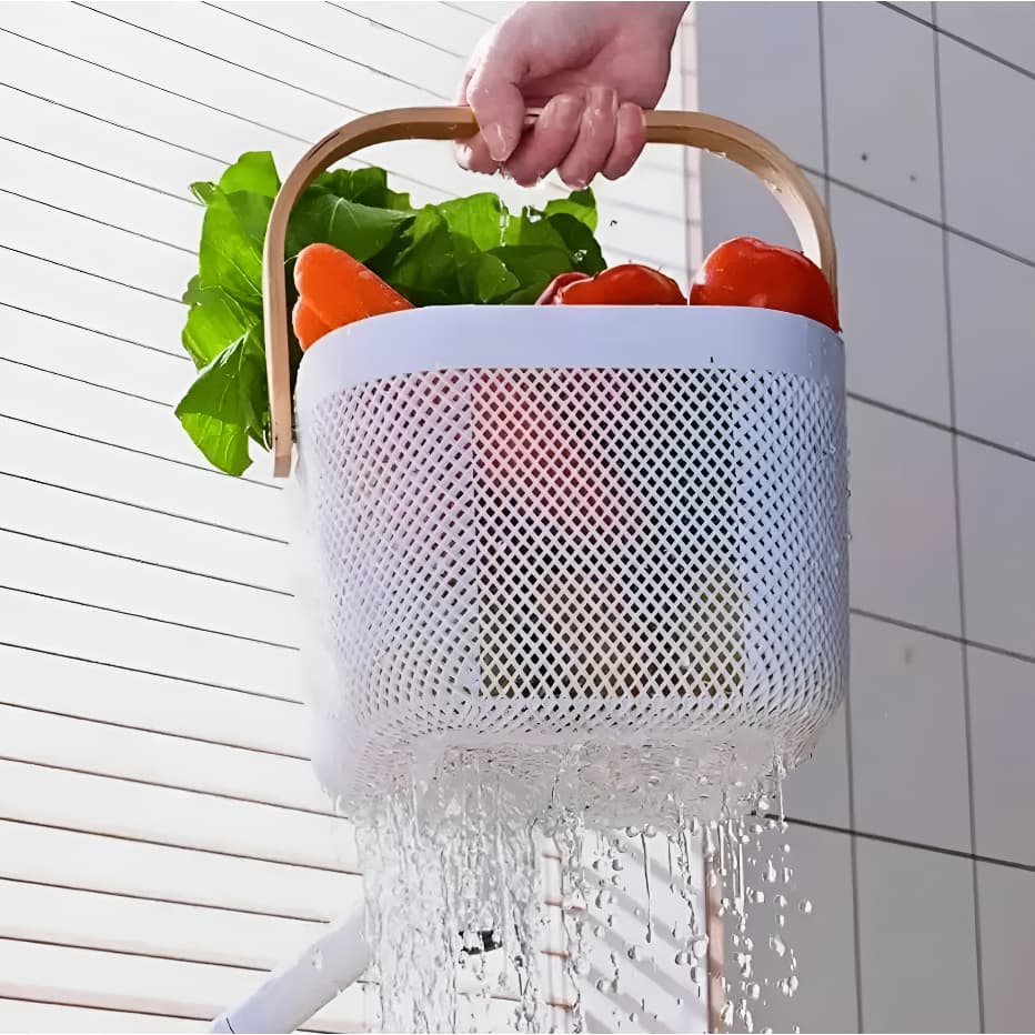 Escorredor Multiuso Com Alça em Aço Inox Cesto Fruteira Organizador Aramada Organizador Casa Cozinha