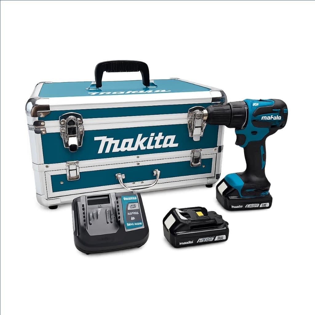 Parafusadeira Furadeira Impacto Makita Bateria Motor BL Maleta Kit 96 Peças Obra Reforma Manutenção