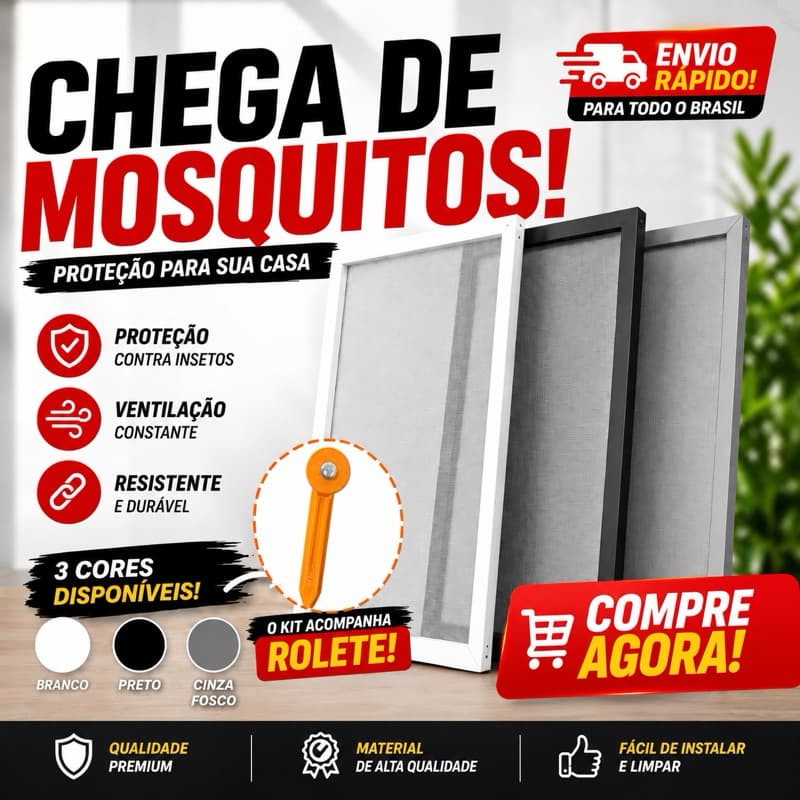 Kit Tela Mosquiteiro Sob Medida Anti Mosquito | Alumínio Reforçado + Fibra | Fácil Instalação Janela