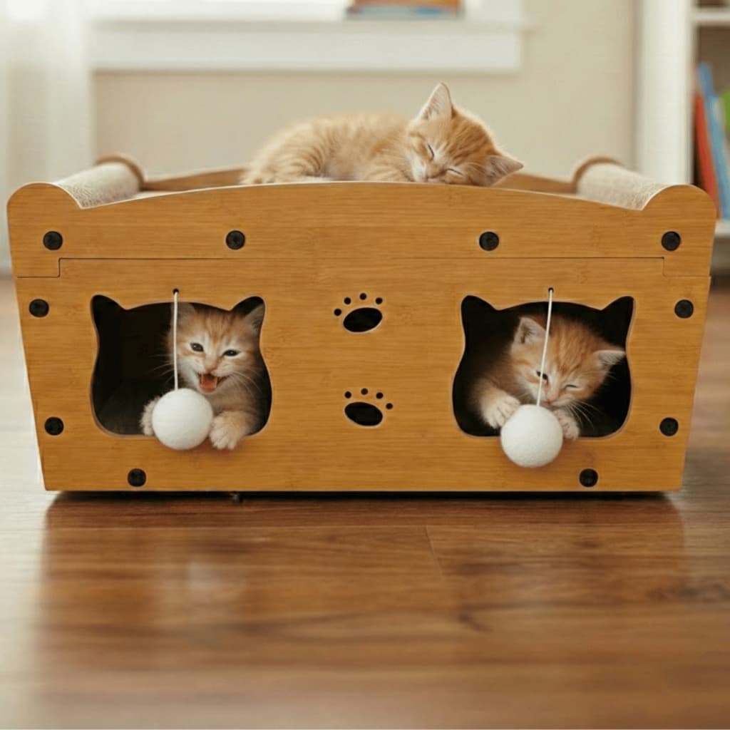 Arranhador Casinha Toca Brinquedo Gato MDF e Papelão Prensado Antiestresse Ansiedade Resistente