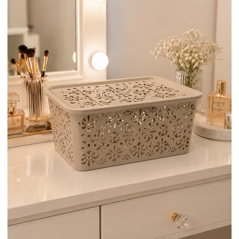 Caixa Organizadora Pequena com Tampa 25x20x10cm Cesto Organizador Multiuso em Plástico
