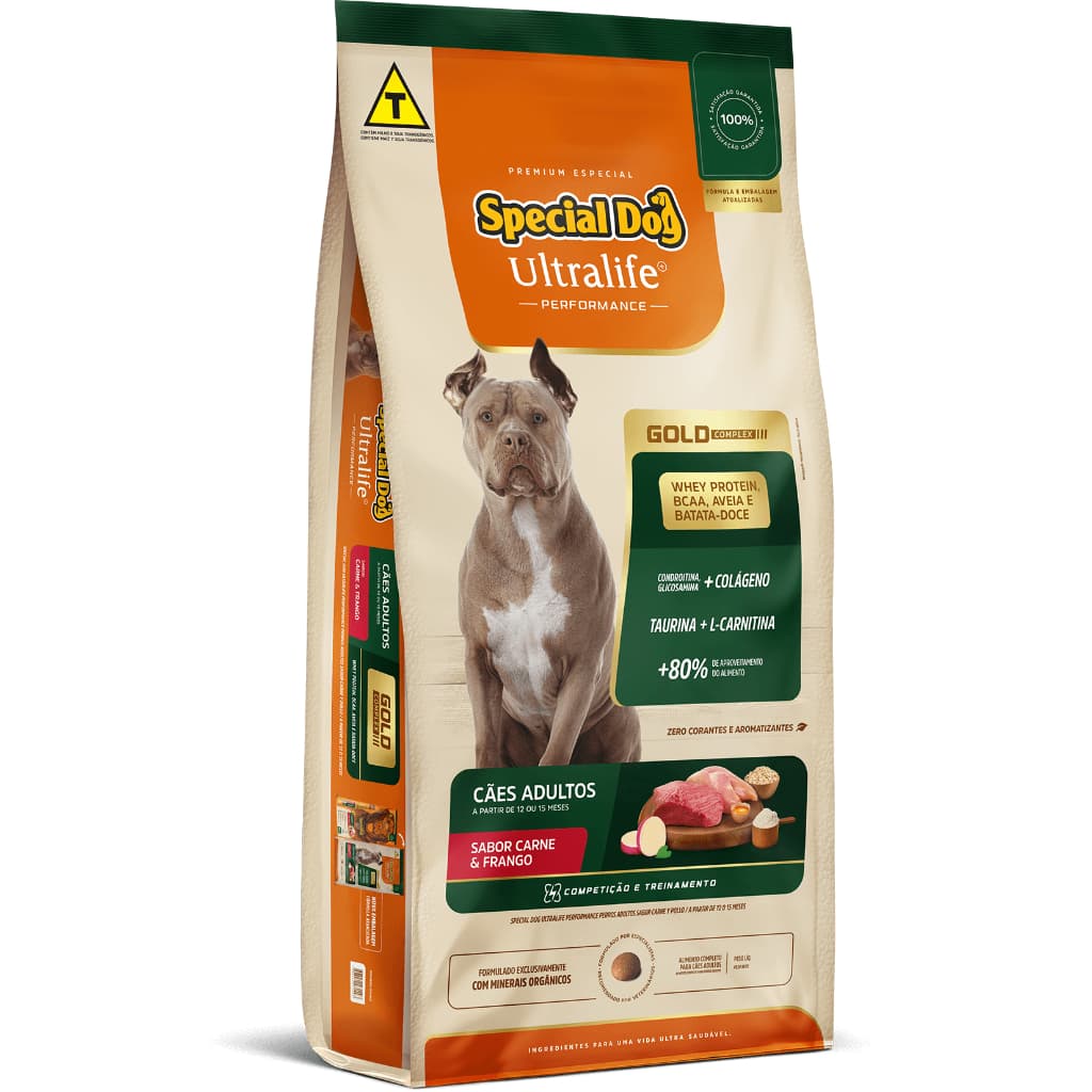 Ração Special Dog Ultralife Gold Performance sabor Carne e Frango com Batata Doce 15 Kg