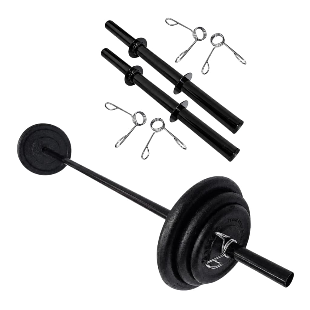 Kit Pump - Barra + 20 Kg De Anilhas Emborrachadas | Supino força treino em casa academia fit