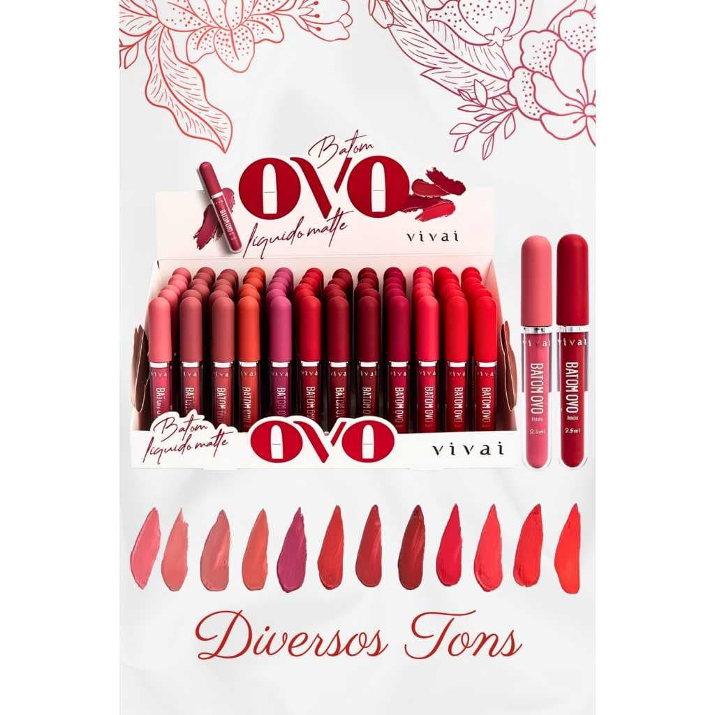 Batom Liquido Matte Ovo + VIVAI + Cores Vivas e Perfeitas