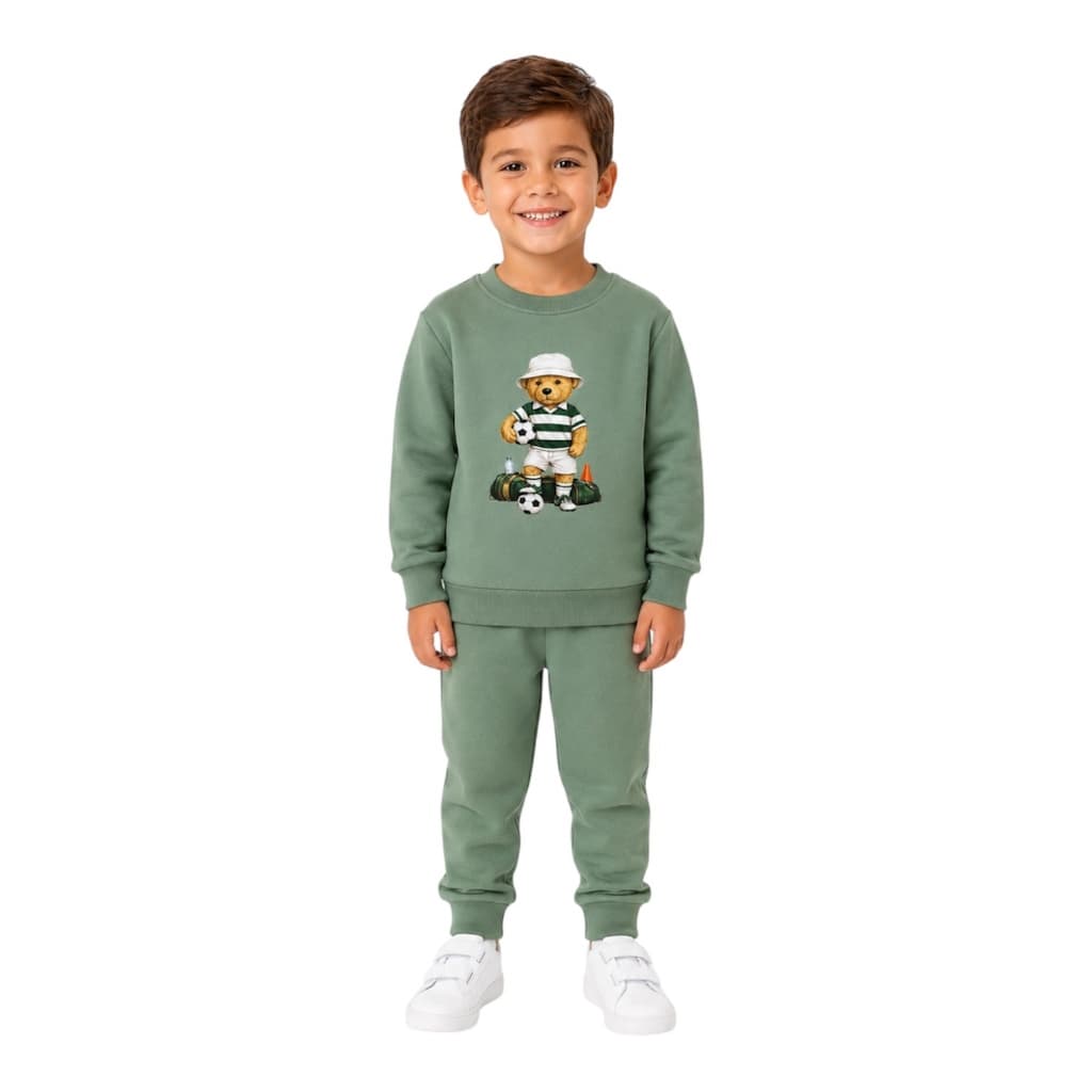 Conjunto de moletom infantil Pelúcido, Meninos mais conforto e estilo - Ursos - Mini Sauro