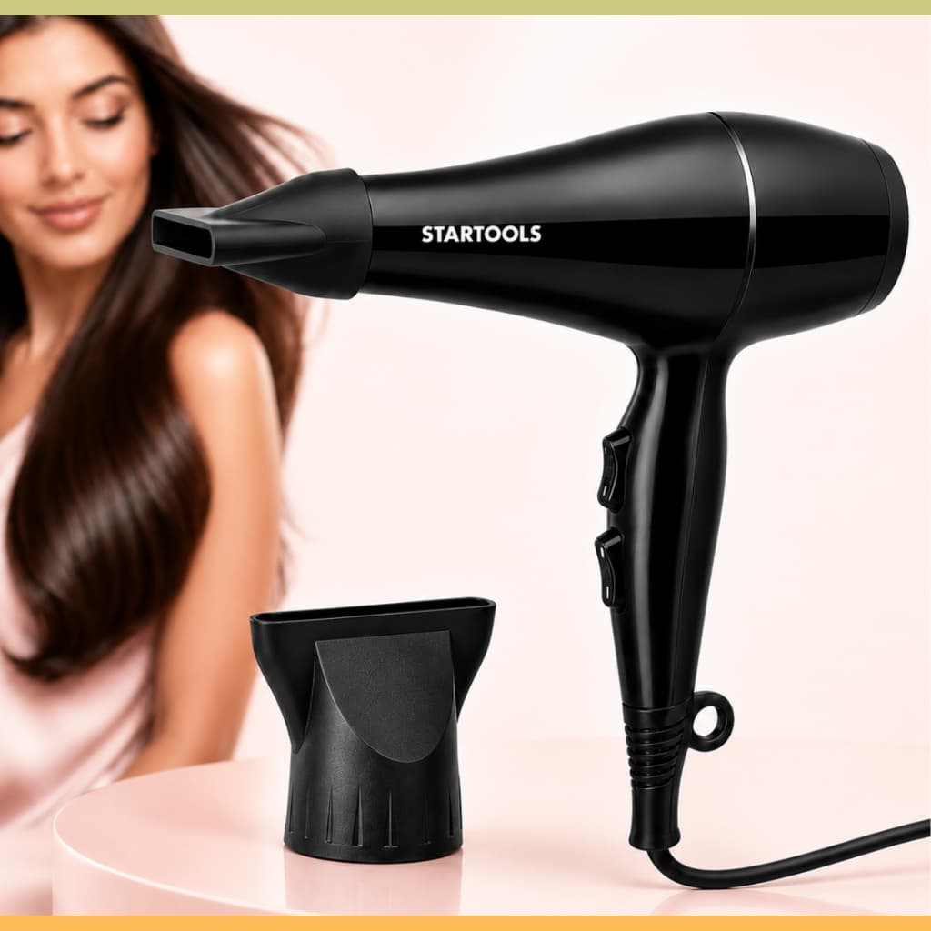 Secador De Cabelo Profissional 1800W Preto 127V Jato Ar Frio/Quente Secagem Rápida Modelador Potente