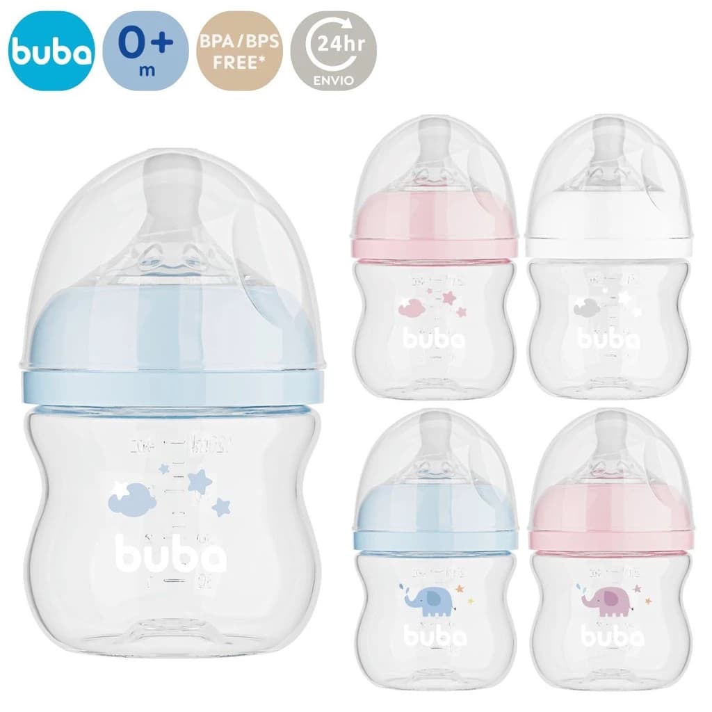 Mamadeira Anticolica +0 Meses Ultra Soft 120ml Buba Antivazamento Infantil Menino Menina Azul Rosa