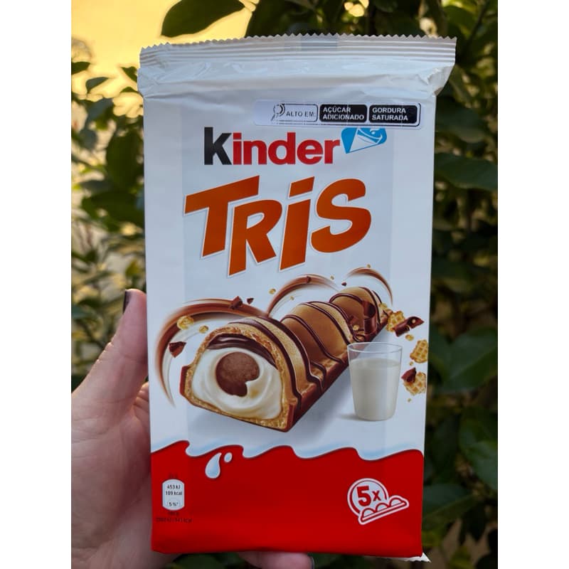Kinder TRIS Importado com 5 Unidades | Chocolate com Recheio Cremoso | Original Ferrero