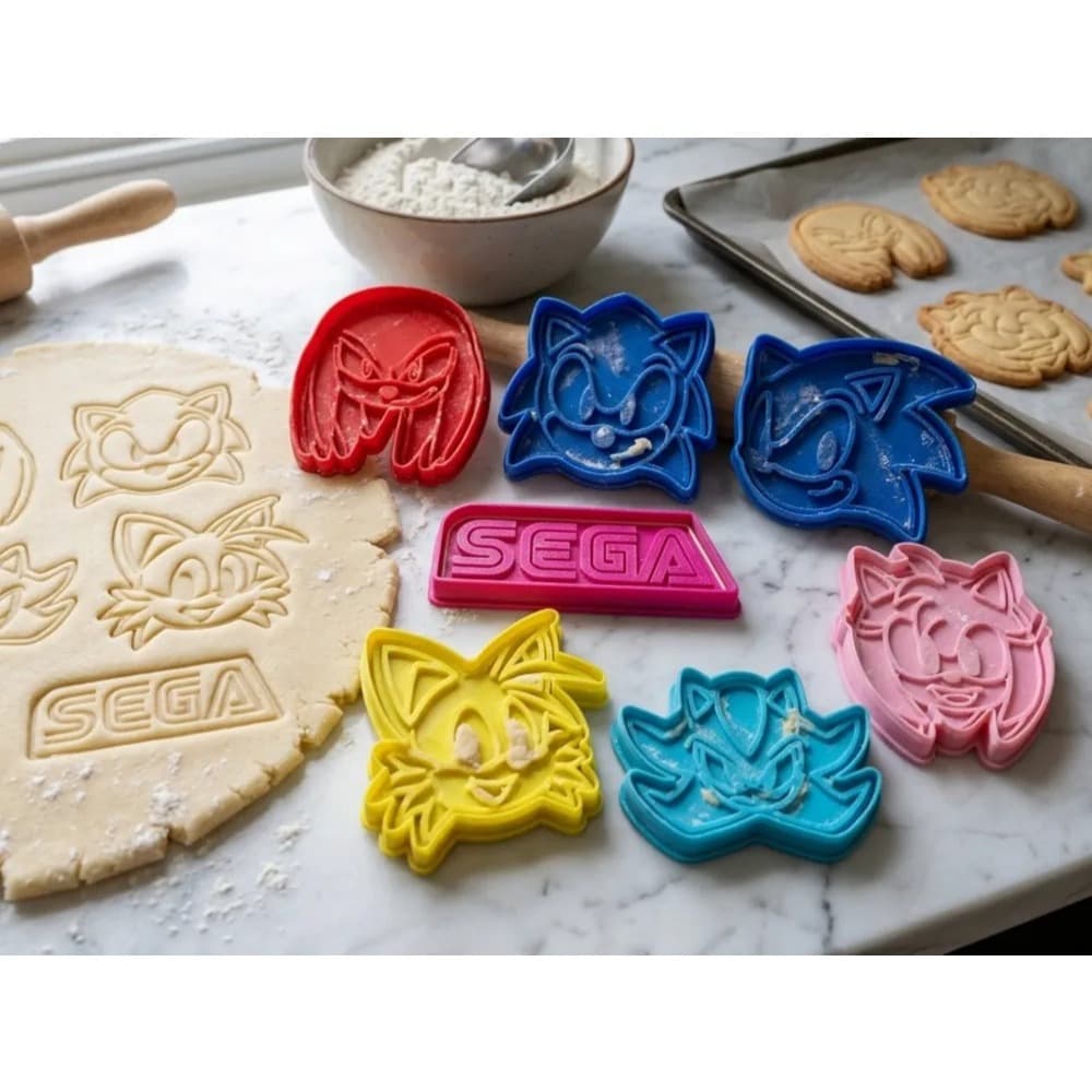 Kit com 7 Cortadores Sonic | Biscoitos | Cookies | Pasta Americana | Massinha de Modelar
