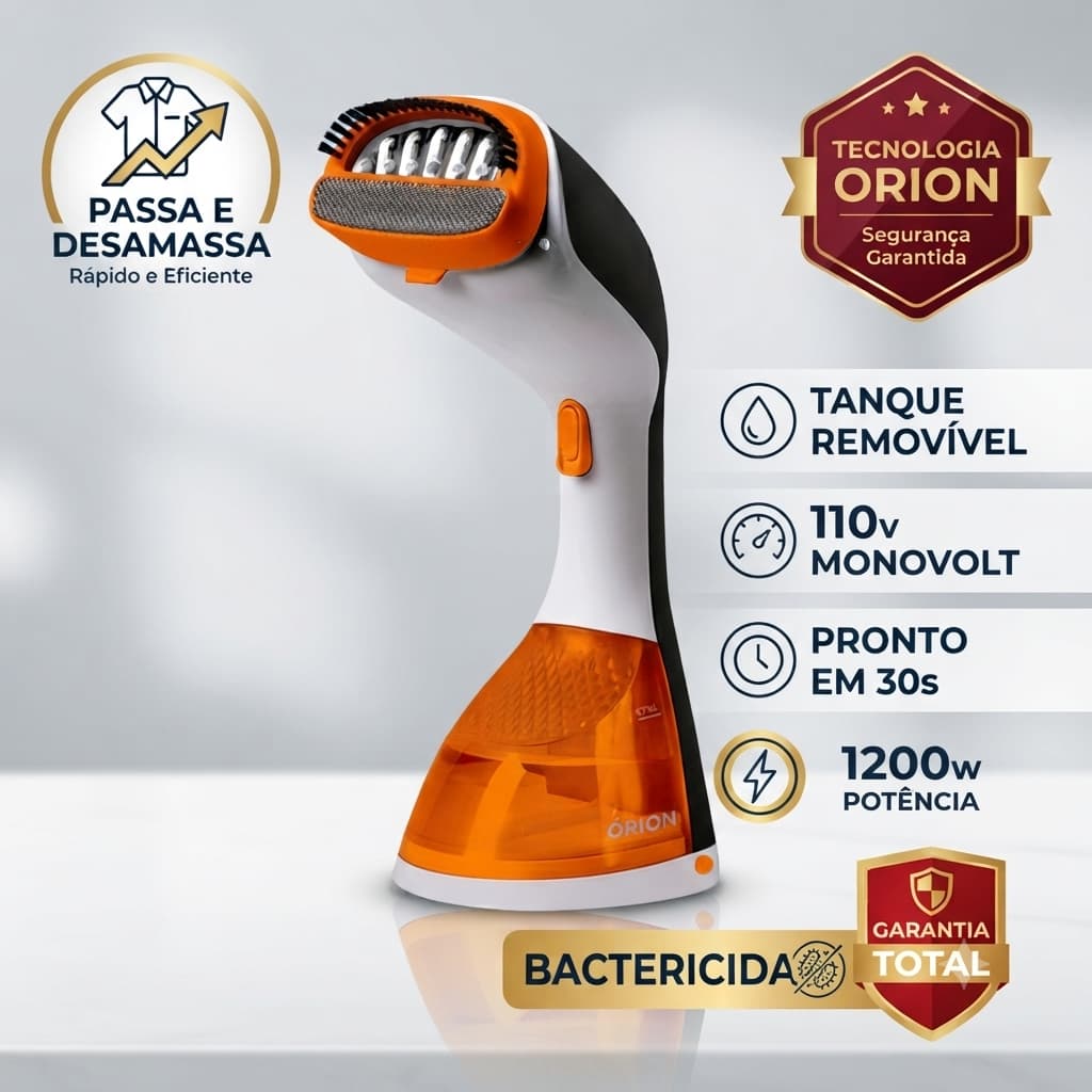 Passadeira a Vapor Mallory Orion 1200W 110V Vaporizador de Roupas Portátil Vertical Passa Desamassa Higieniza