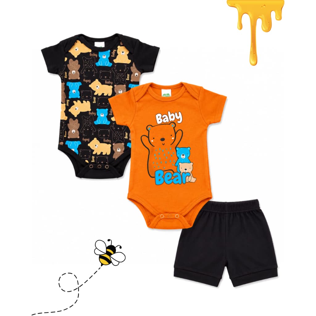 Body Bebe 3 pçs Roupa bebe Mesversario Menina Menino Enxoval VERÃO - 3500