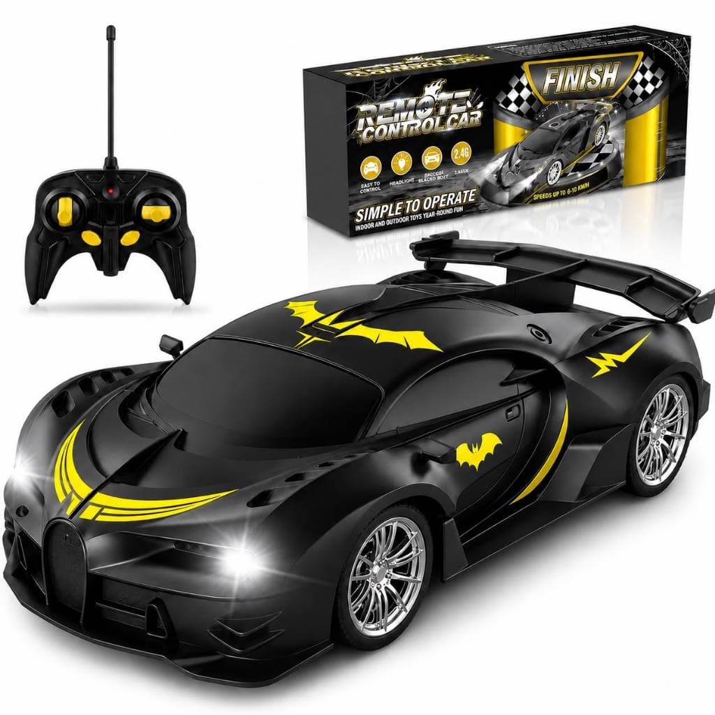 Carrinho de Controle Remoto RC Esportivo 2.4GHz com Faróis LED Carrinho Do Batman