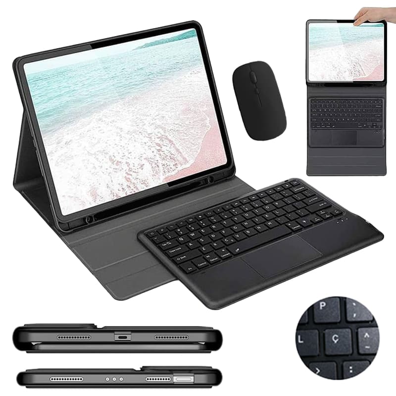 Capa Para Samsung Tab A9+/A9 Plus/A11+ 11" Com Teclado Touchpad Abnt2 E Mouse Sem Fio e Porta Caneta+Ç
