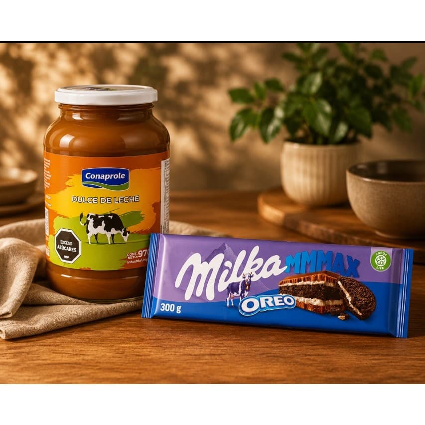 Kit Premium Importado – Doce de Leite Conaprole 970g + Chocolate Milka Oreo MMAX 300g