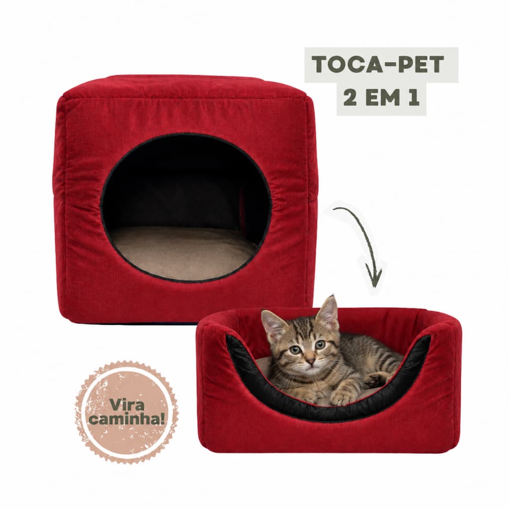 Toca Pet 2 em 1 para Gatos e Cachorros | Casinha Quentinha Inverno | Cama Iglu Macia