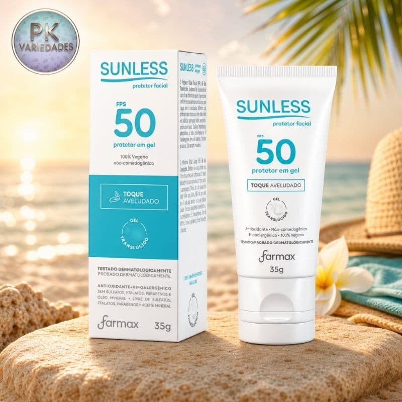 Protetor Solar Facial Gel Translúcido FPS 50 Sunless - Proteção Avançada e Toque Aveludado
