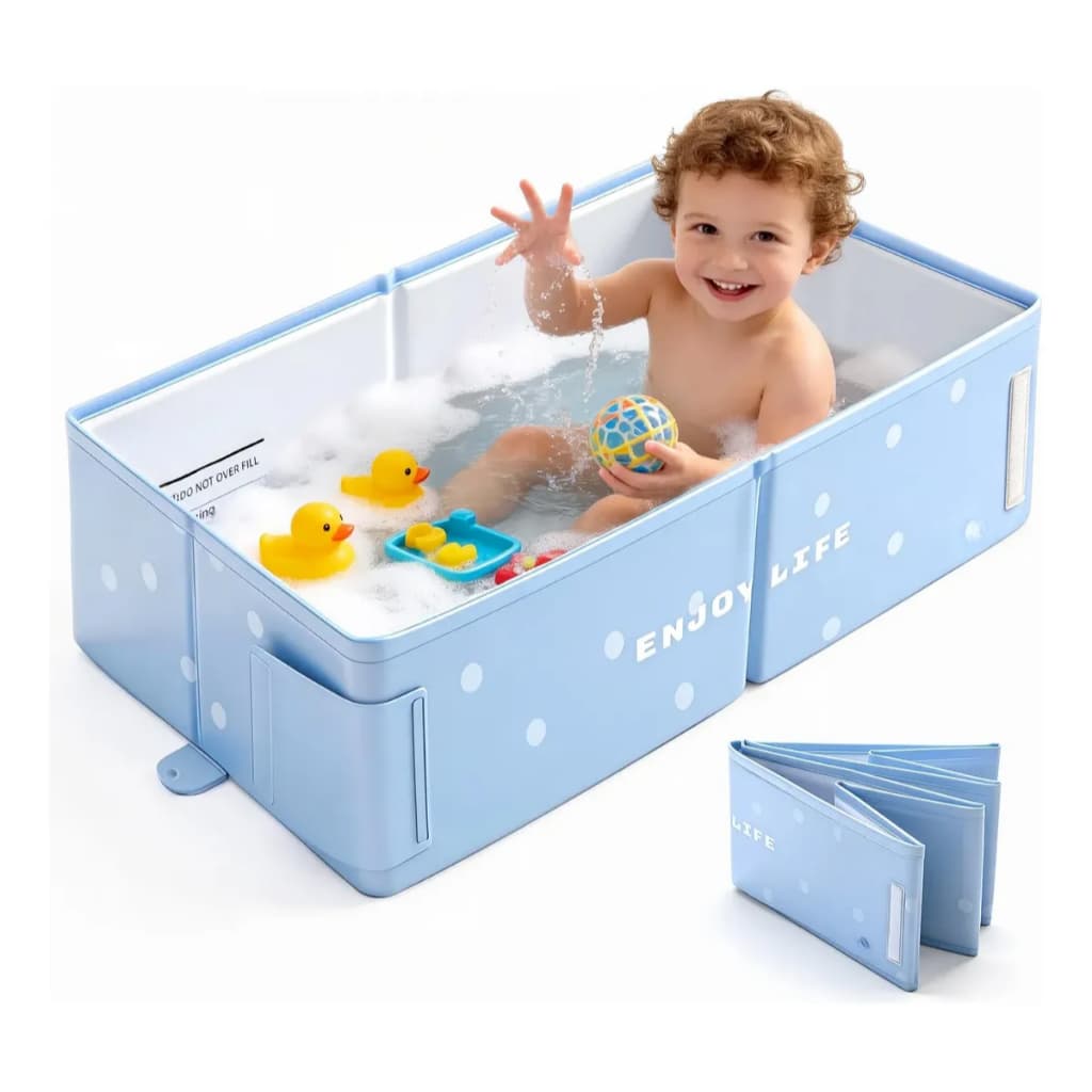 Banheira Bebê Dobrável Portátil Viagem Banho Infantil Sem Ar Resistente