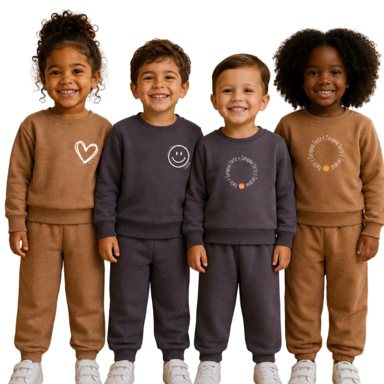 Conjunto Moletom Infantil Flanelado Frases Menino Menina