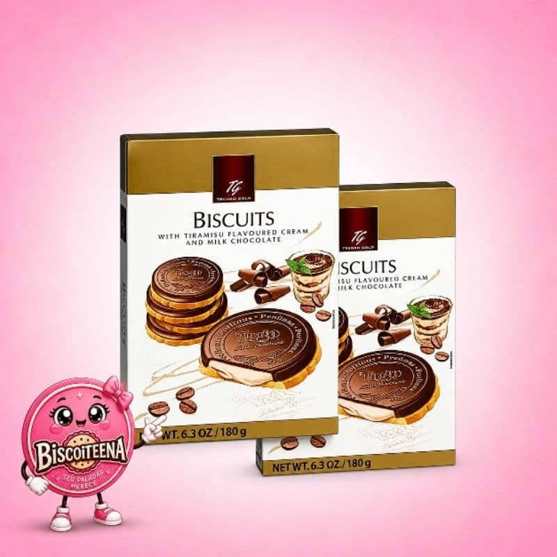 🇵🇱 Kit 02 Biscoito de Chocolate Recheado com Creme Tiramisù Tago 180g, - importado da