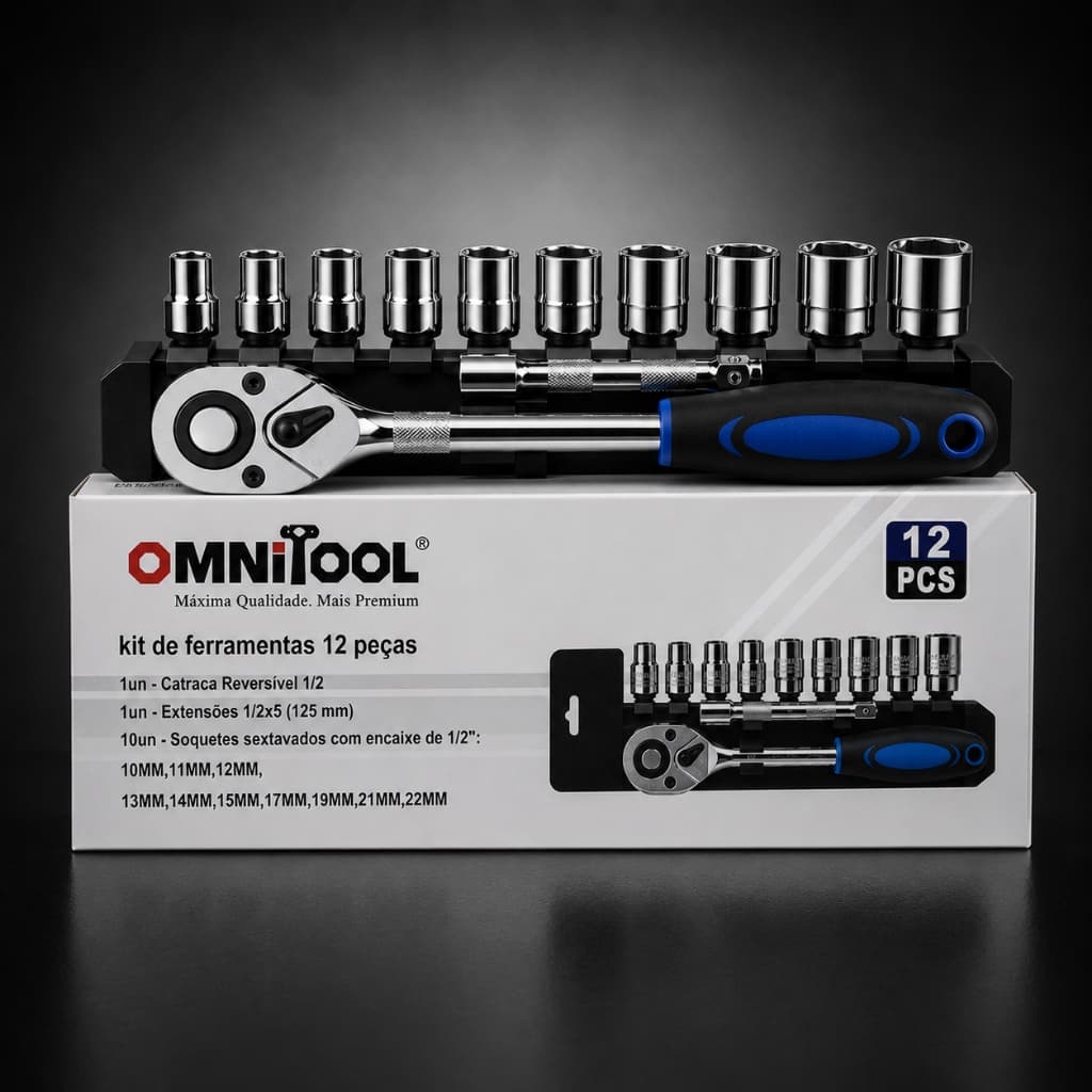 Jogo Soquetes 12 Peças 10 A 22mm Kit De Ferramentas Cromo Vanádio Completo
