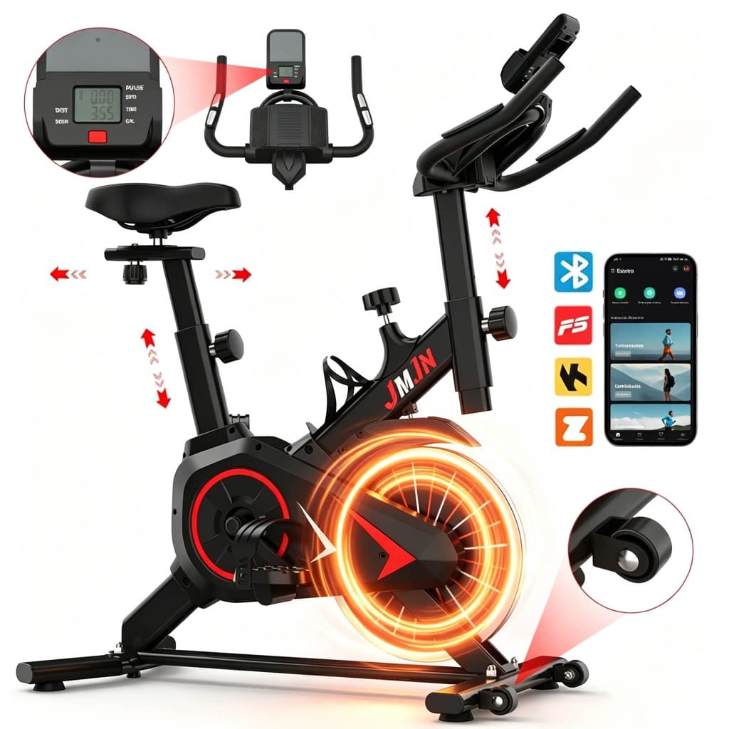 Bicicleta Ergométrica Spinning Conexão Bluetooth 120kg Compatível com 3 aplicativos,Volante de 13 kg