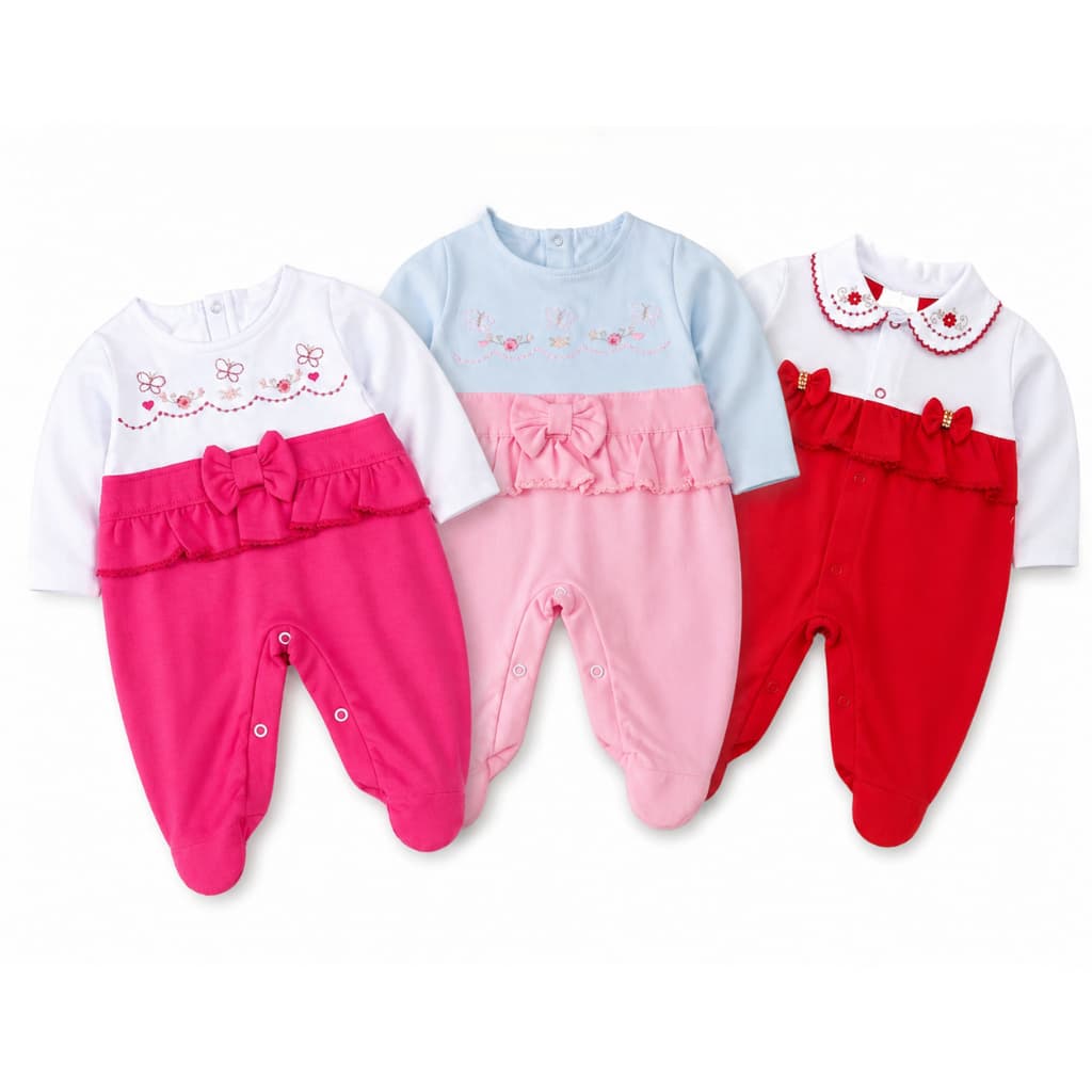 Kit 3 Macacão Bebê Manga Longa Enxoval Em Algodão Premium Confortável RN & P