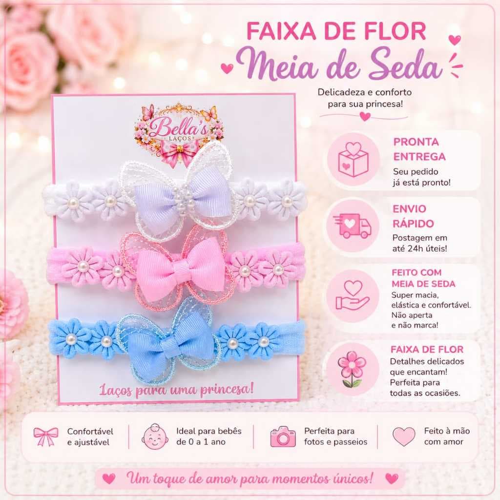 Faixas Para Bebê jardim encantado kit com 3/RN/Faixa Para Bebê/Faixa Borboleta/Roupinhas para Bebê/ Maternidade Enxoval