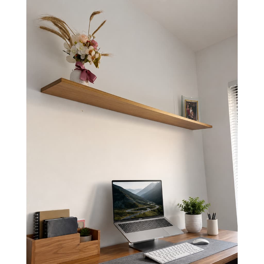 Prateleira de Parede MDF Freijó 120x20cm - Suporte Invisível, Acabamento Premium