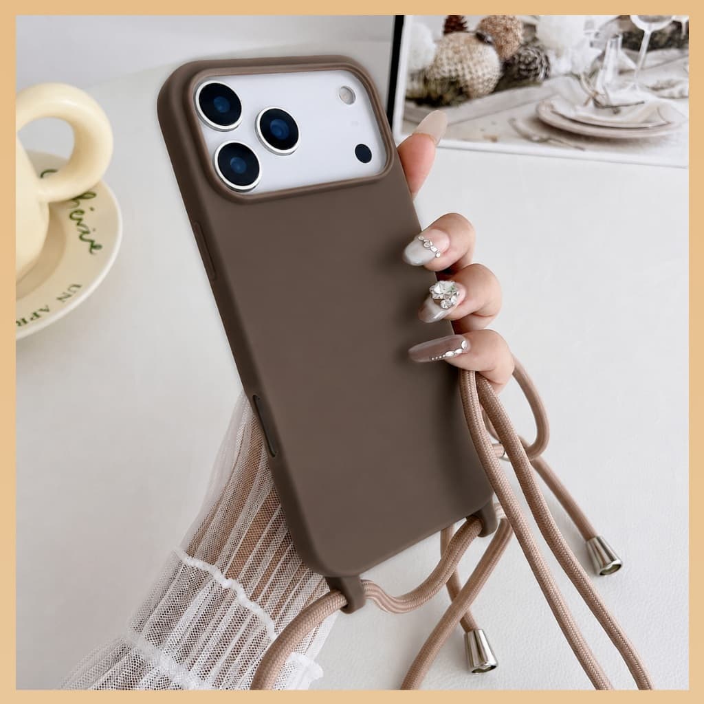 Capa com Cordão Para iPhone 17promax Capinha para Celular TPU Aveludada Antichoque para iPhone 11 13 14 15 16