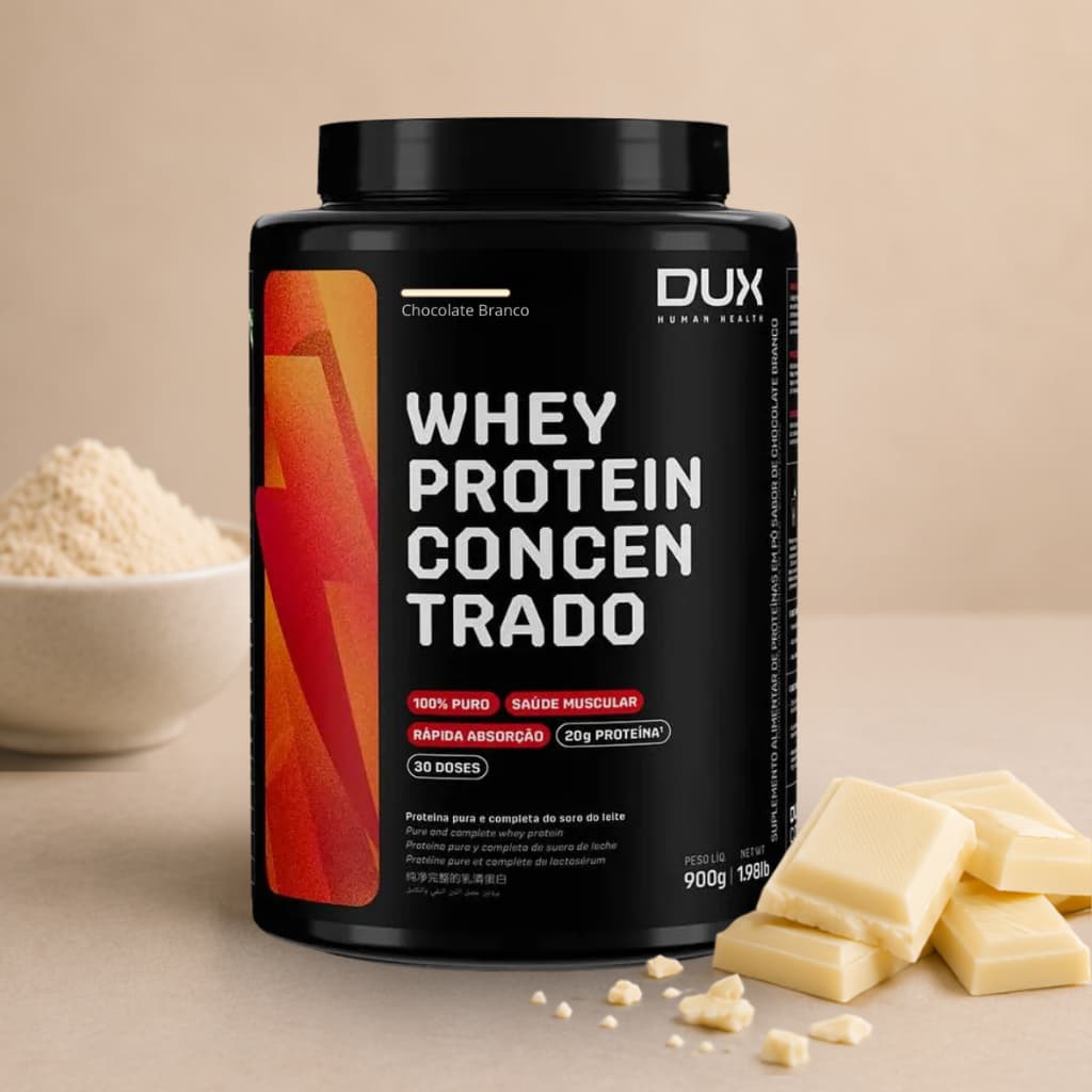Whey Protein Concentrado Dux Nutrition Pote 900g Chocolate Branco