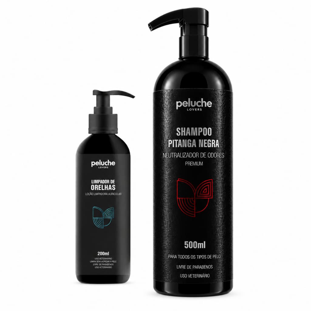Limpeza para Cachorro Shampoo Eliminador de Odores Limpador de Orelhas Peluche Kit Higiene Pet para Cães