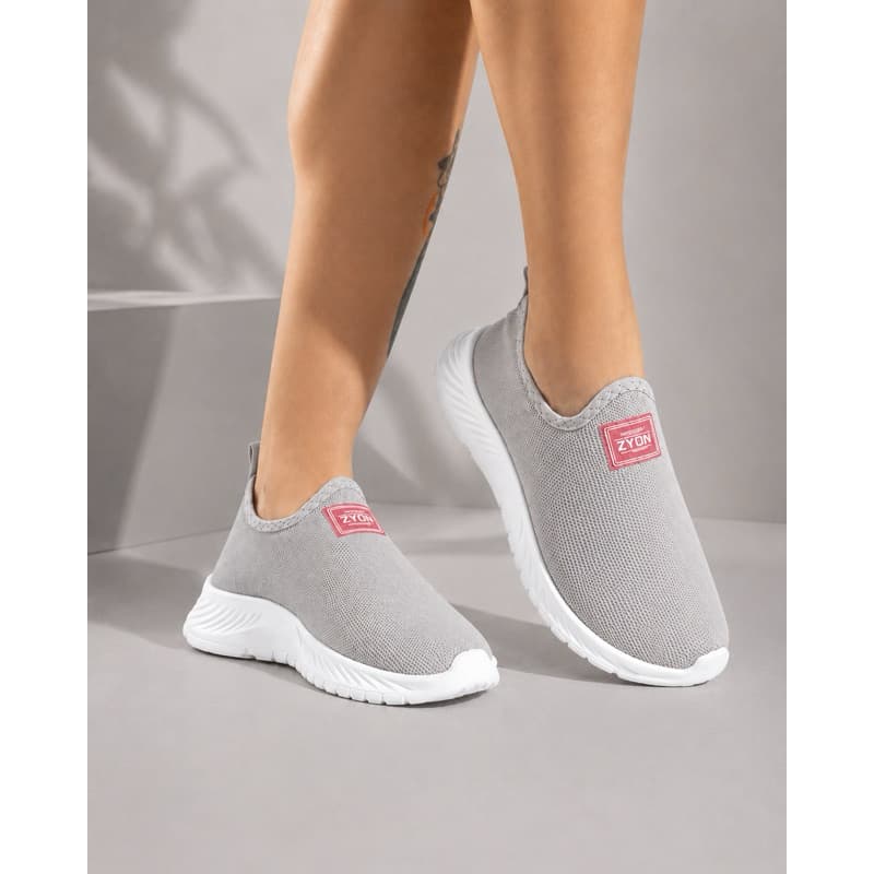 Tênis Feminino Casual Meia Calce Fácil Leve Preto Slip On Sapato Confortável Academia Promoção