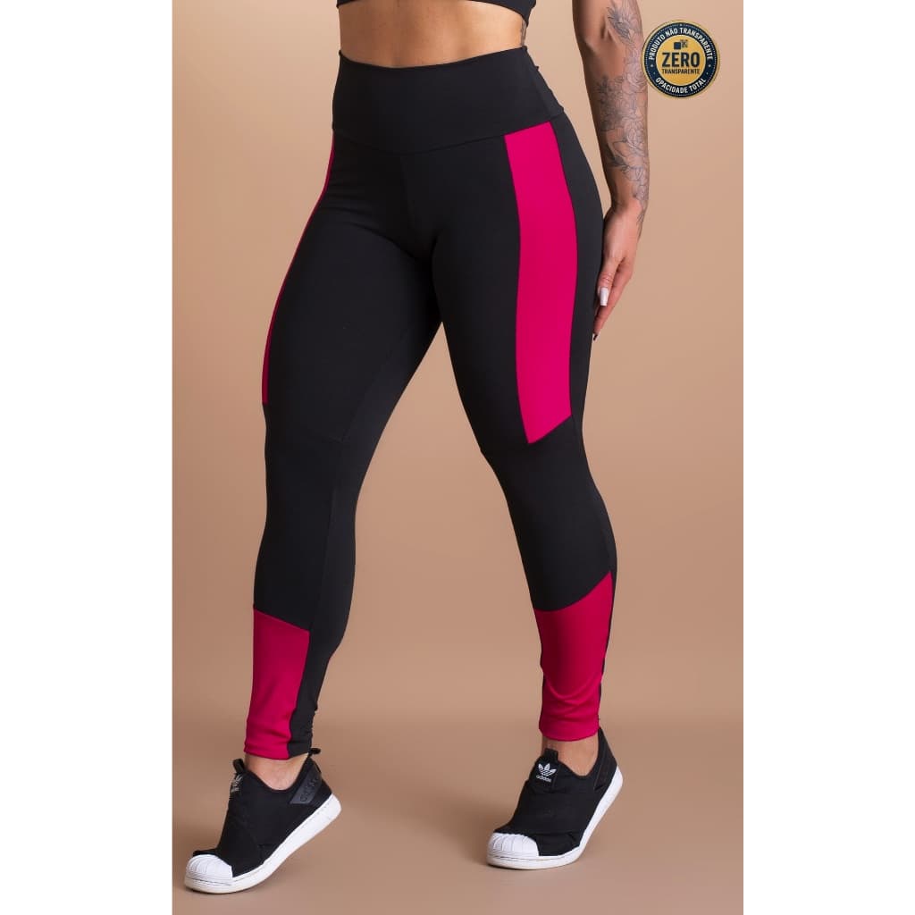Calça Legging Feminina Fitness Esportiva Com Faixa Lateral Academia ZERO TRANSPARÊNCIA
