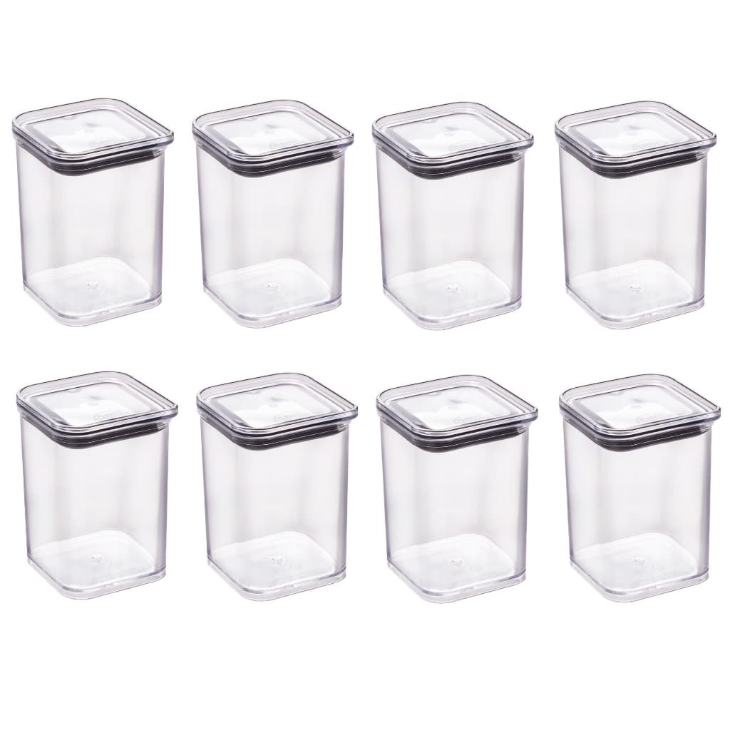 Potes Hermético Porta Condimentos Tempero Quadrado Clear 8 Peças