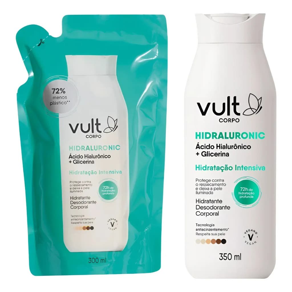 Kit Vult 1 Hidratante Corporal 350ml + 1 Refil Hidratante Corporal 300ml Hidraluronic