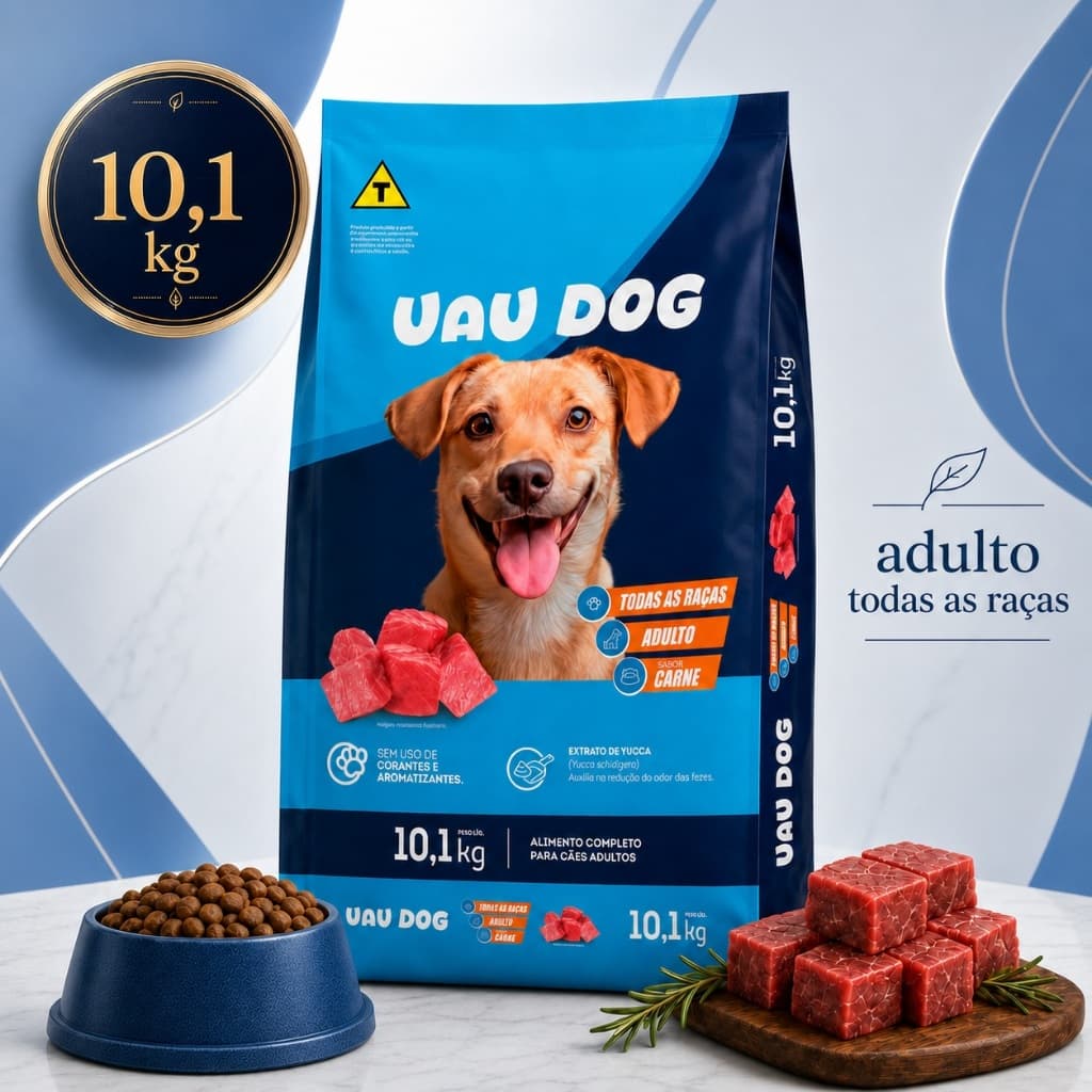 Ração Cachorro Adulto Sabor Carne 18g Proteína Extrato de Yucca Todas as Raças